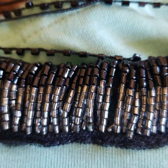 Buckle boutique Mint Green Blouse with Accent Beading Cut-out Back Soft S NWT7 - Picture 6 of 8